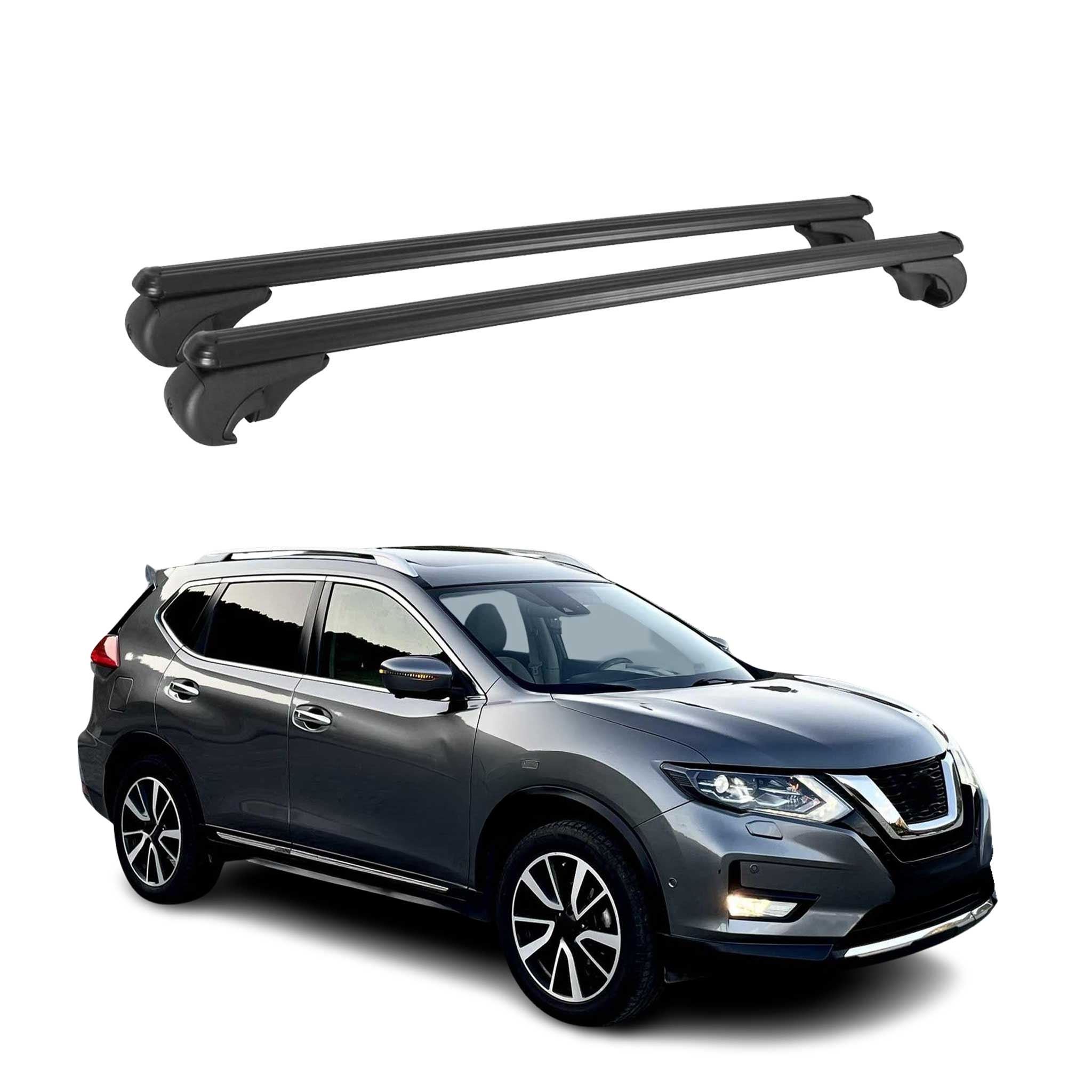 Barres de toit Transversales pour Nissan X-Trail 2014-2024 Aluminium Noir