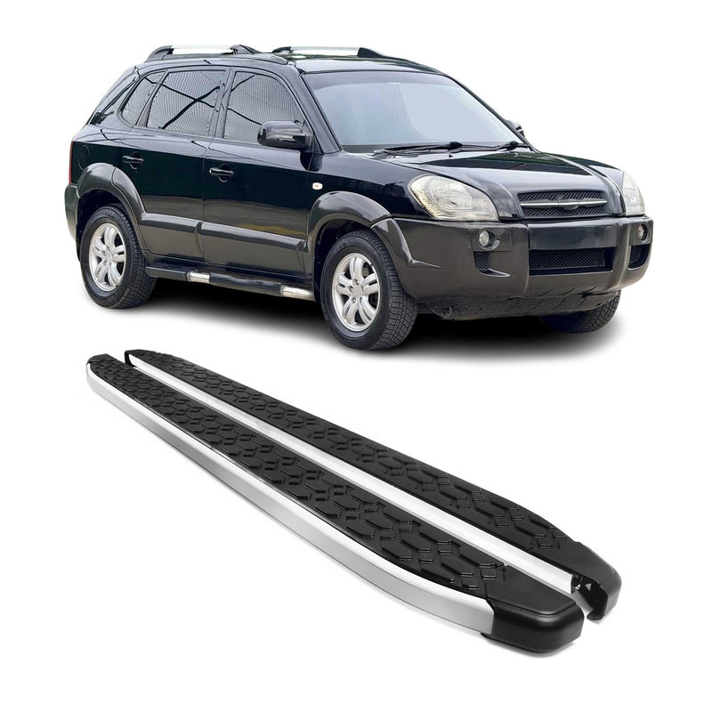 Marchepieds Latéraux pour Hyundai Tucson 2004-2009 Gris Noir Aluminium 2Pcs