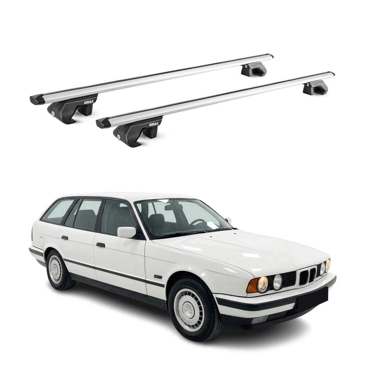 Barres de toit transversales pour BMW Serie 5 Break E34 1991-1997 Gris ABE