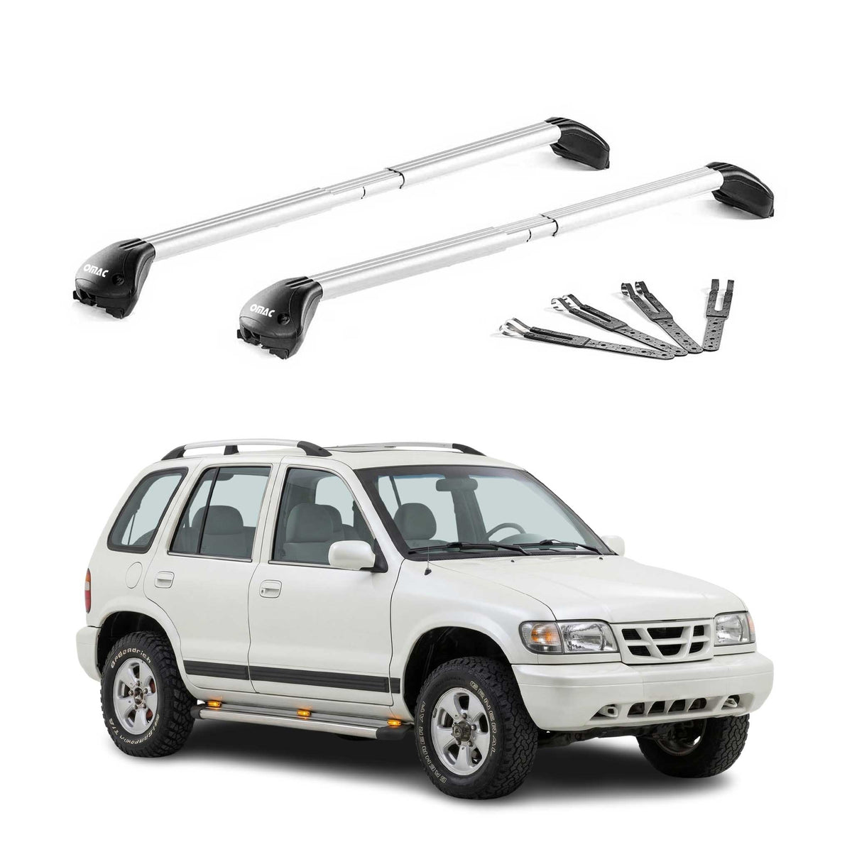 Barres de toit pour Kia Sportage mk1 JA 1995-2004 Alu Gris Argenté 2 pièces ABE
