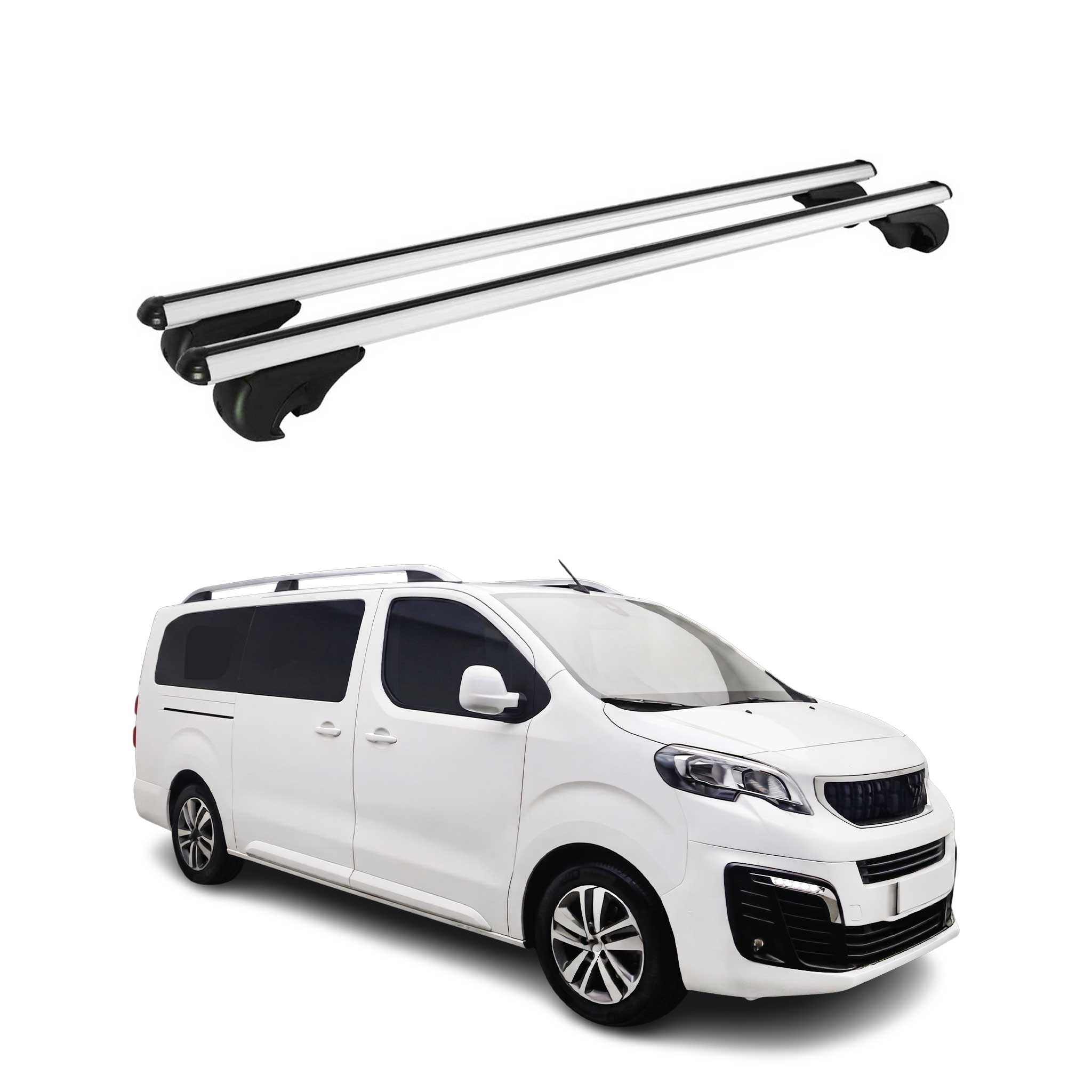 Barres de toit Transversales pour Peugeot Expert / Traveller 2016-2026 TÜV Gris