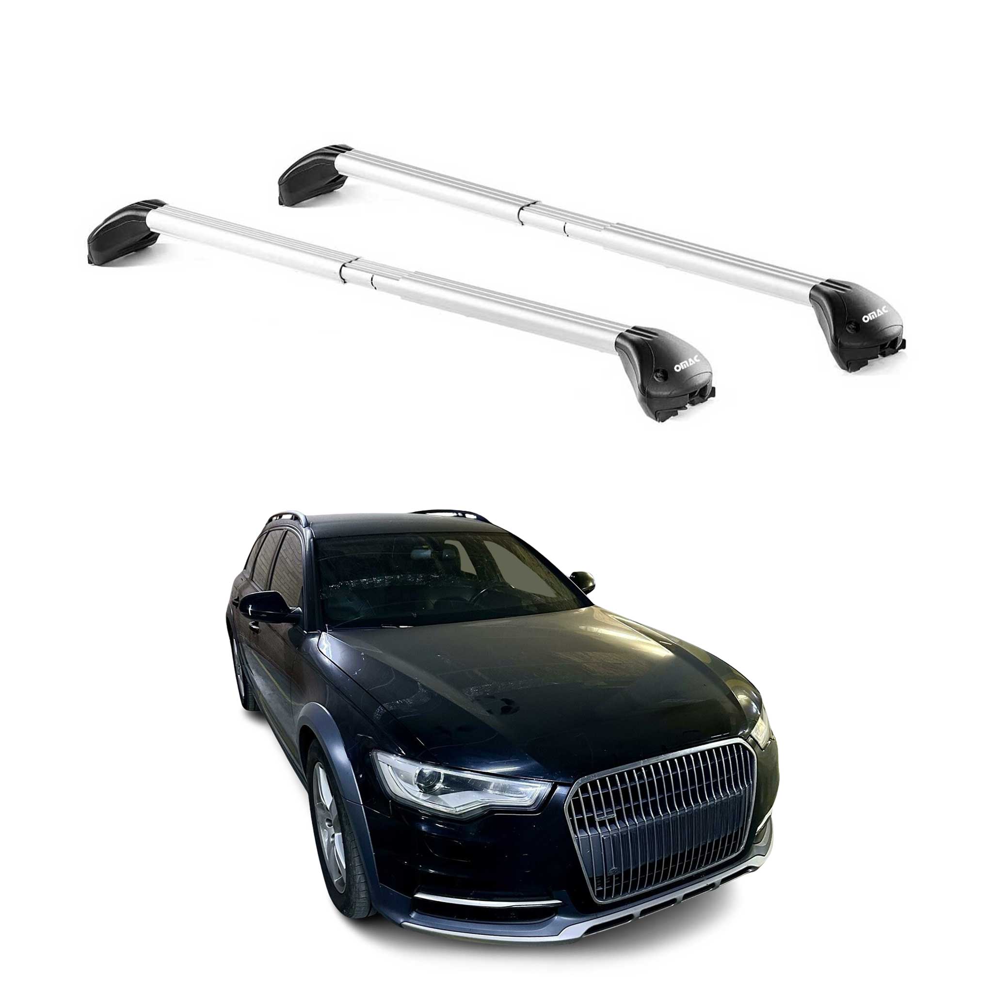 Barres de toit pour Audi A6 Allroad C7 2012-2018 Gris Argenté 2 pièces ABE