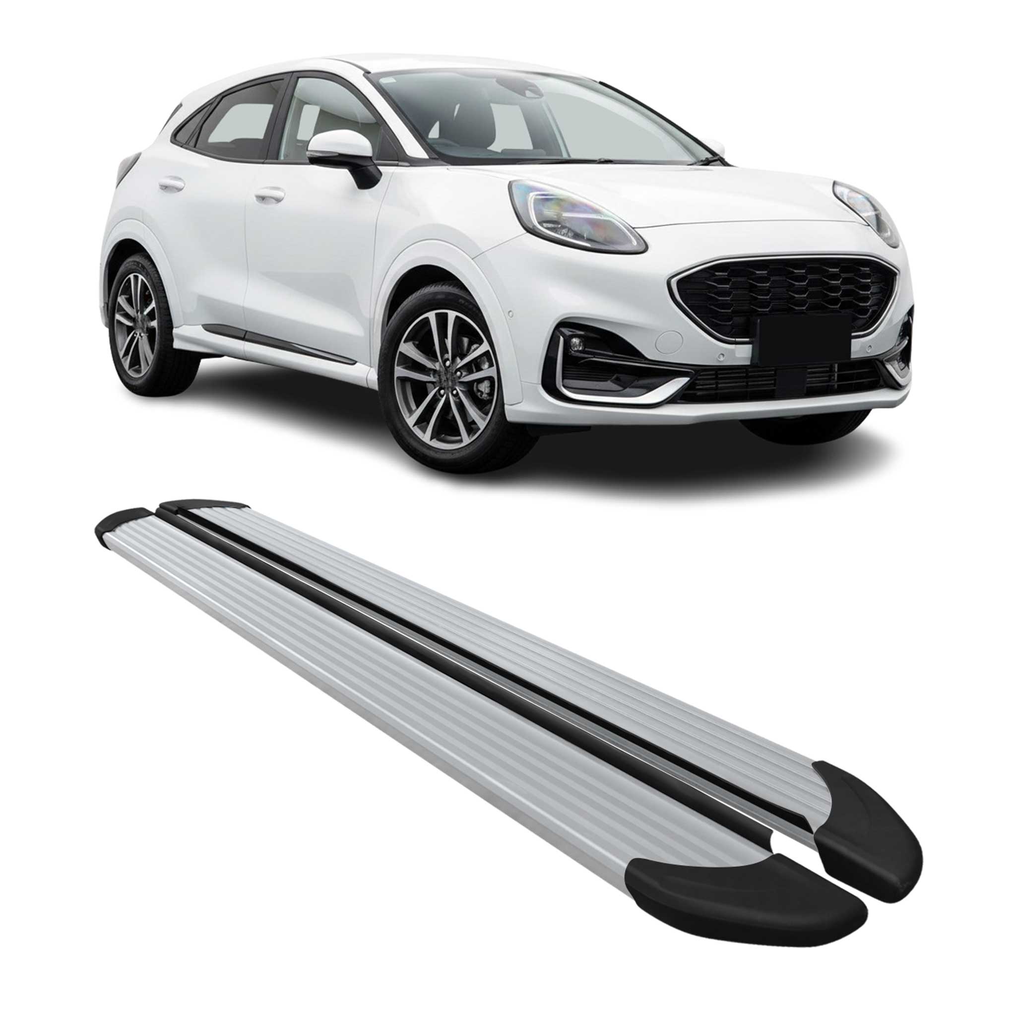 Marchepieds Latéraux pédale pour Ford Puma 2019-2026 Aluminium Argent 2Pcs