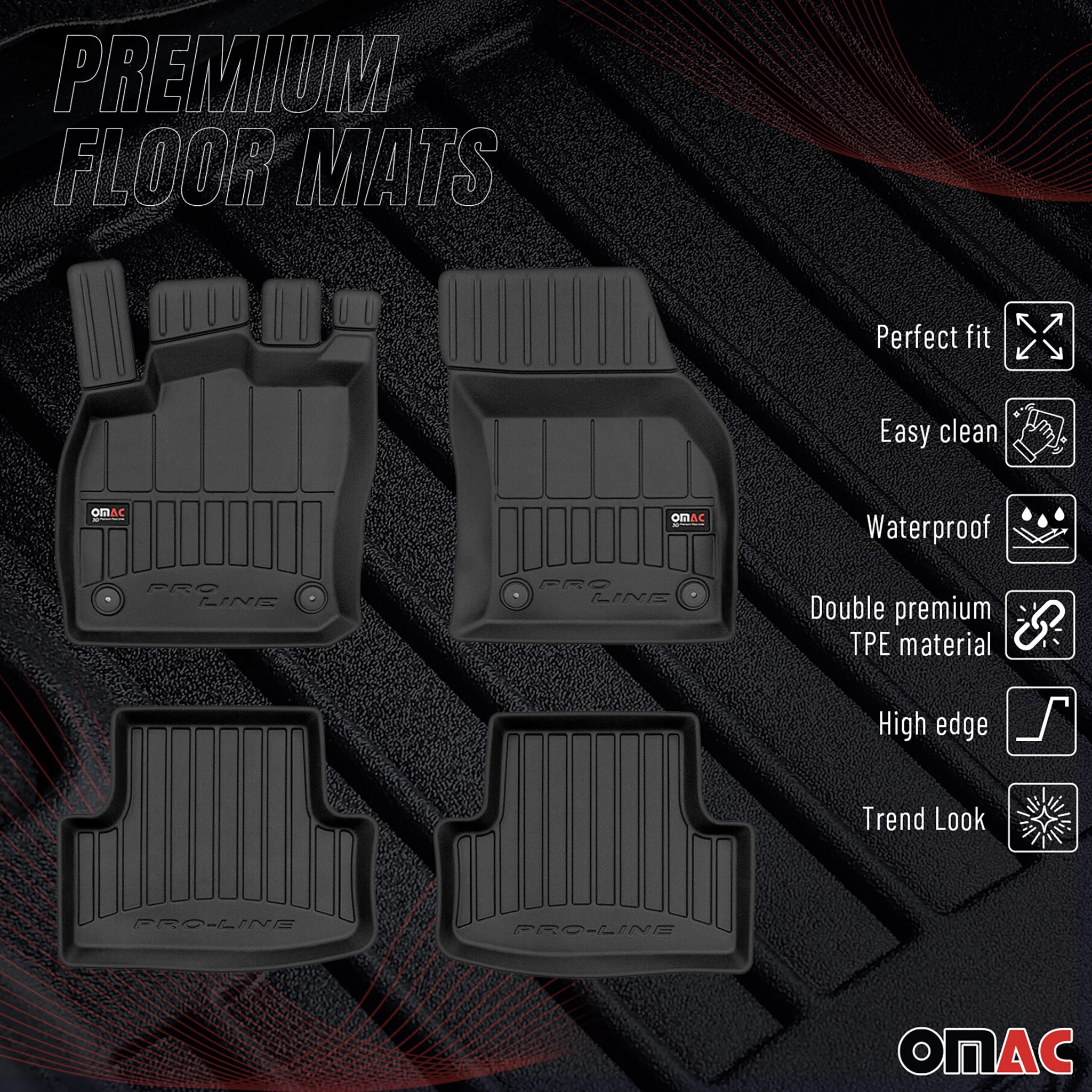 Tapis de Sol pour Seat Ateca 2016-2026 Caoutchouc TPE Noir