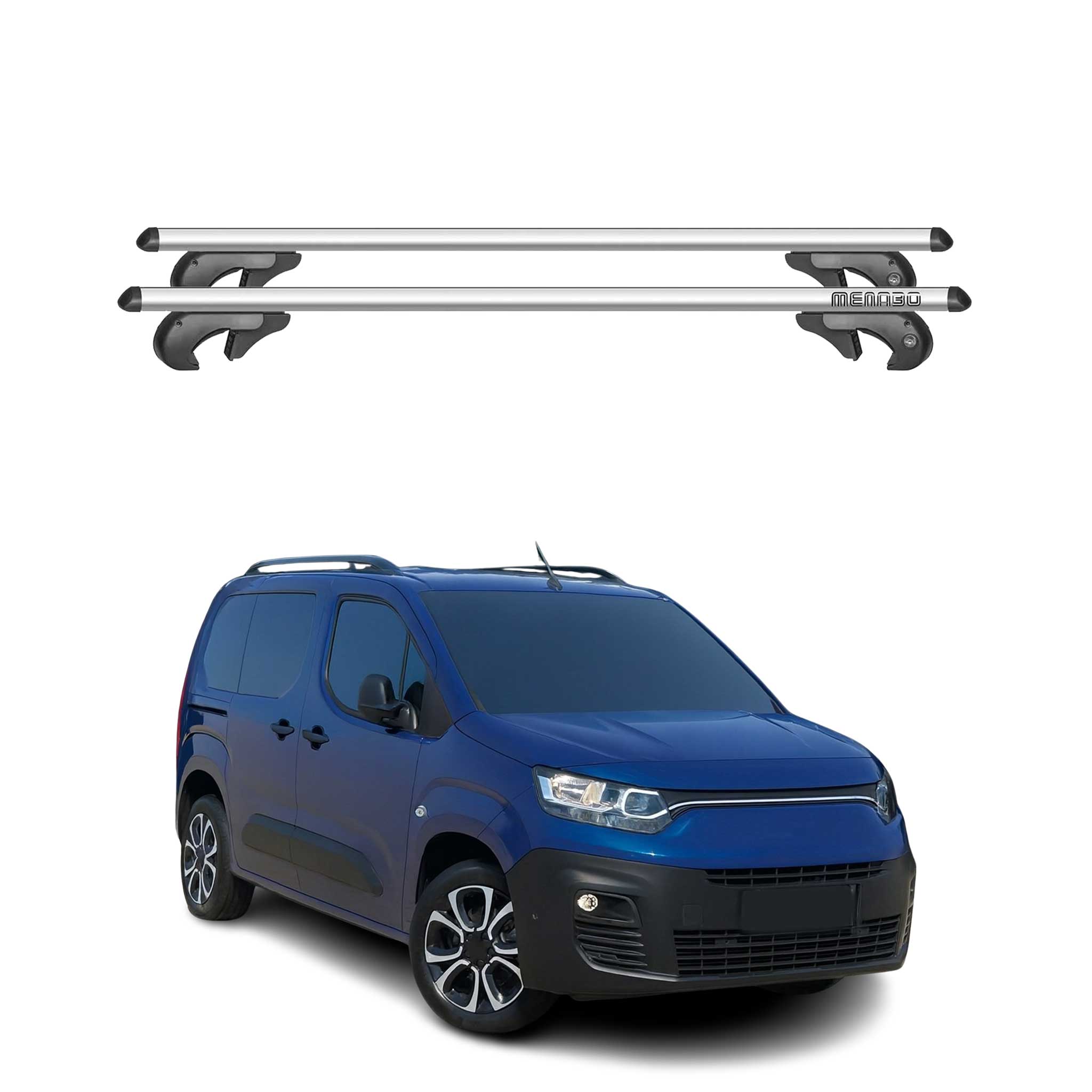Barres de toit transversales pour Fiat Doblo 2022-2026 90kg Alu Gris 2x