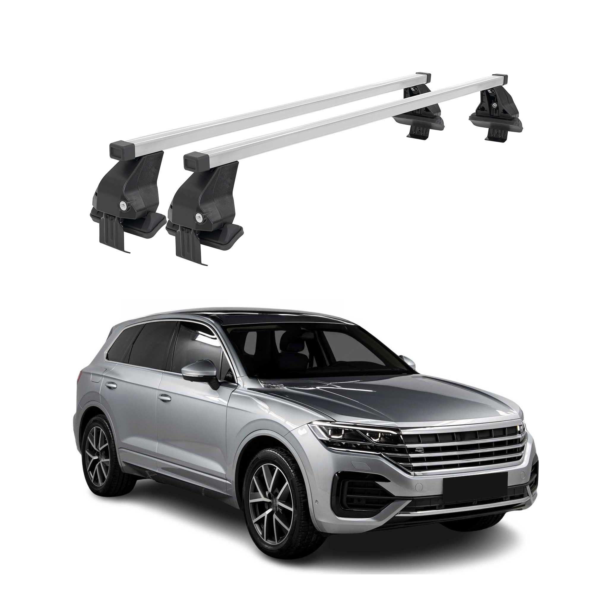 Menabo Barres de toit transversales pour VW Touareg III 2018-2025 Acier Gris 2x