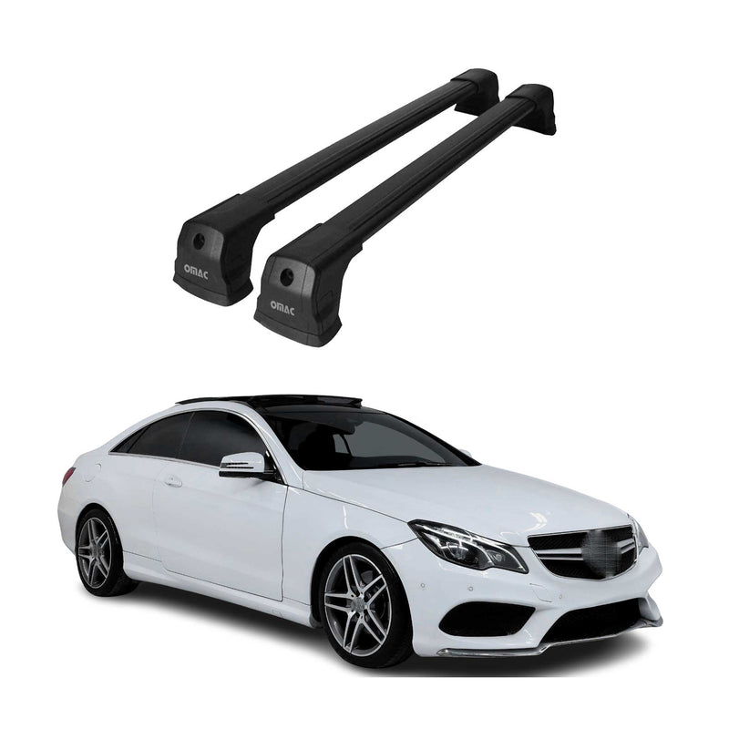 Barres de toit transversales pour Mercedes E Classe Coupe 2009-2016 Noir Alu