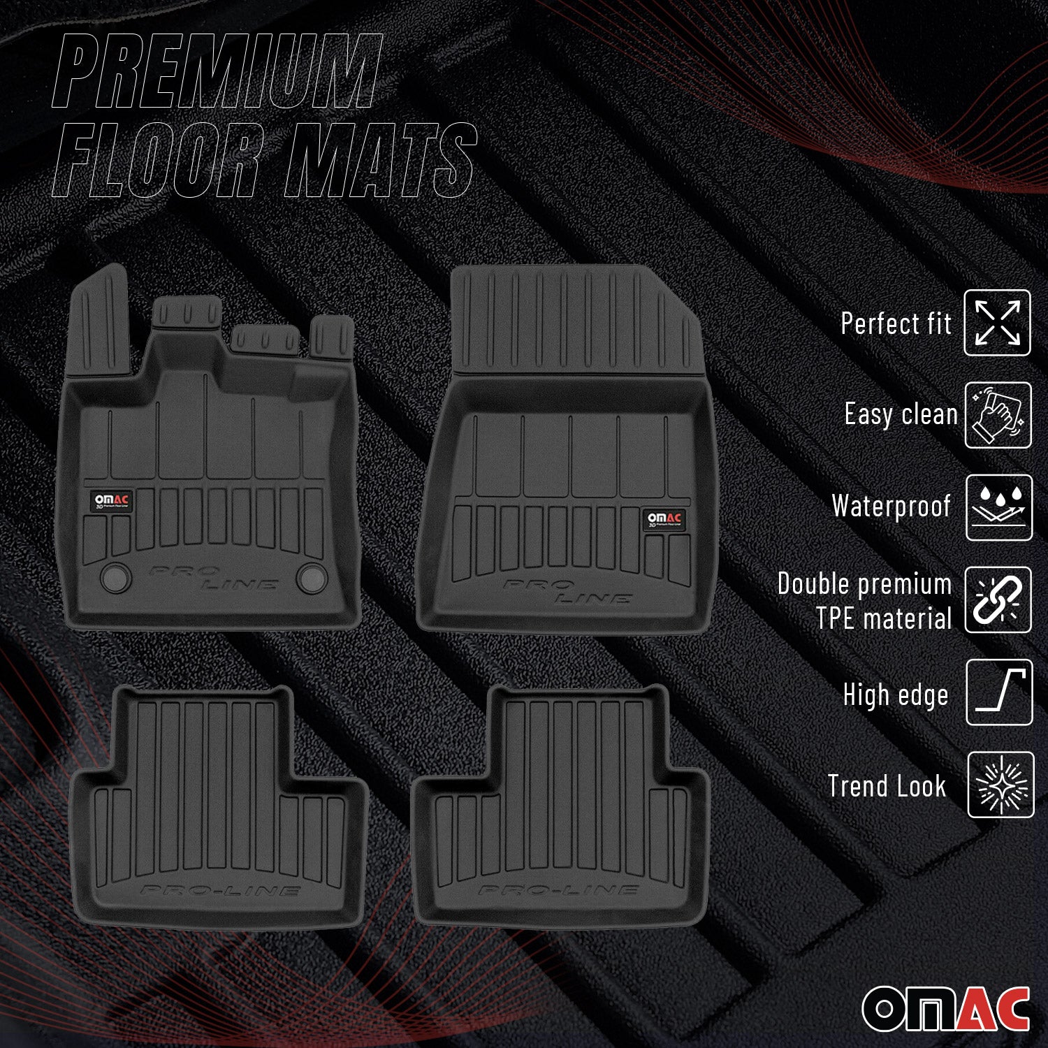 Tapis de Sol pour Renault Captur 2019-2026 TPE Noir