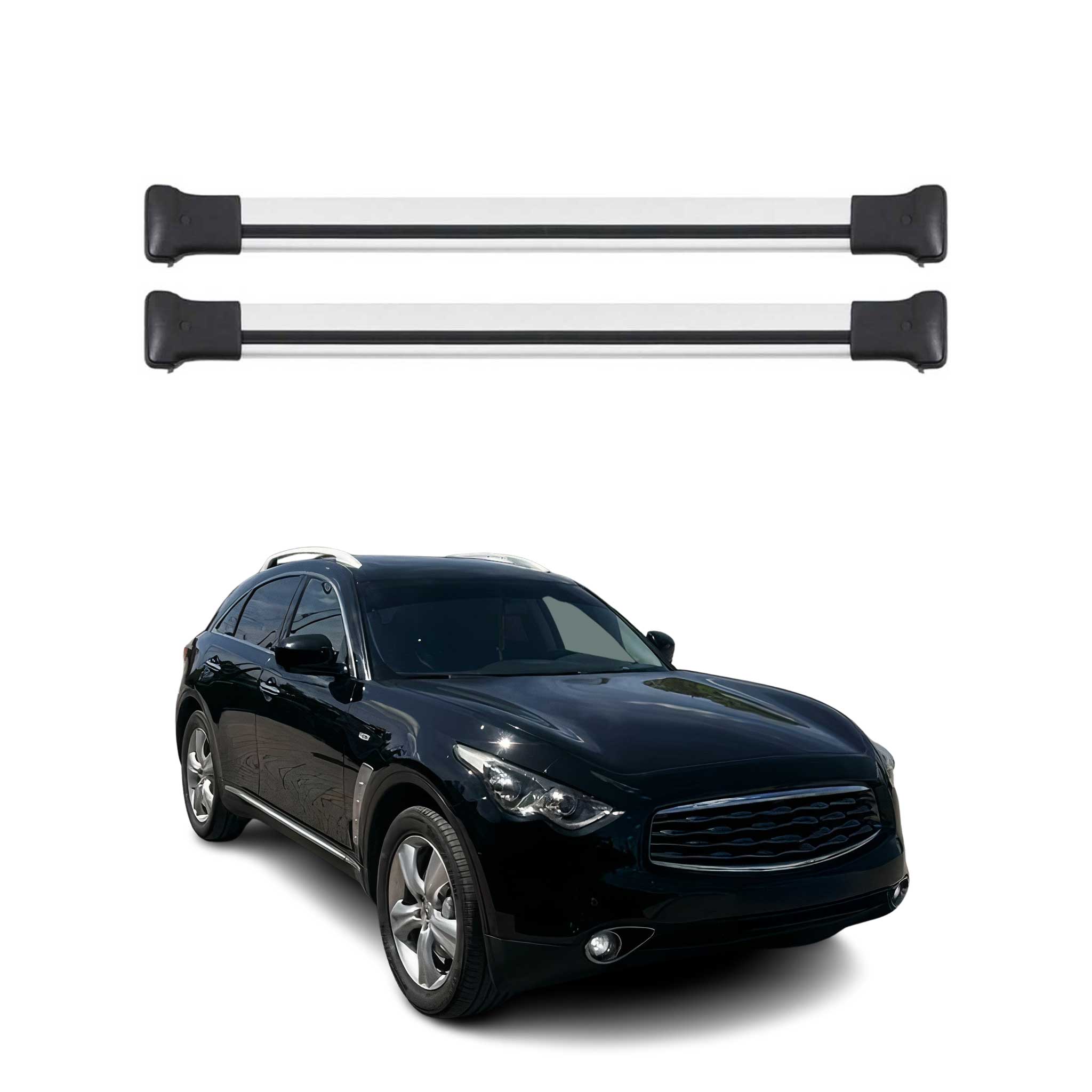 Barres de toit transversales pour Infiniti FX S50 2003-2008 Aluminium Gris