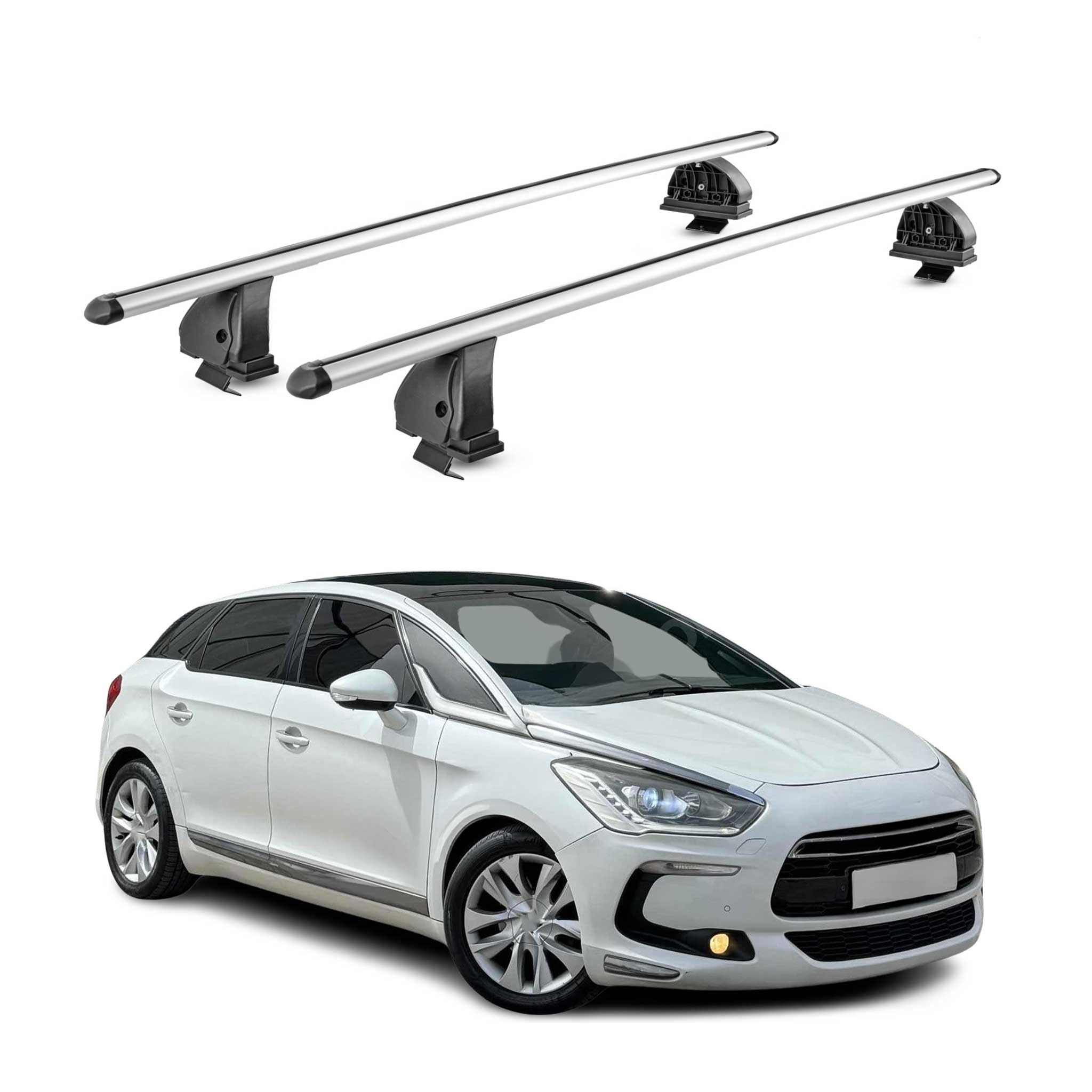 Barres de toit transversales Aluminium pour DS 5 2012-2018 TÜV 75 kg Gris 2Pcs