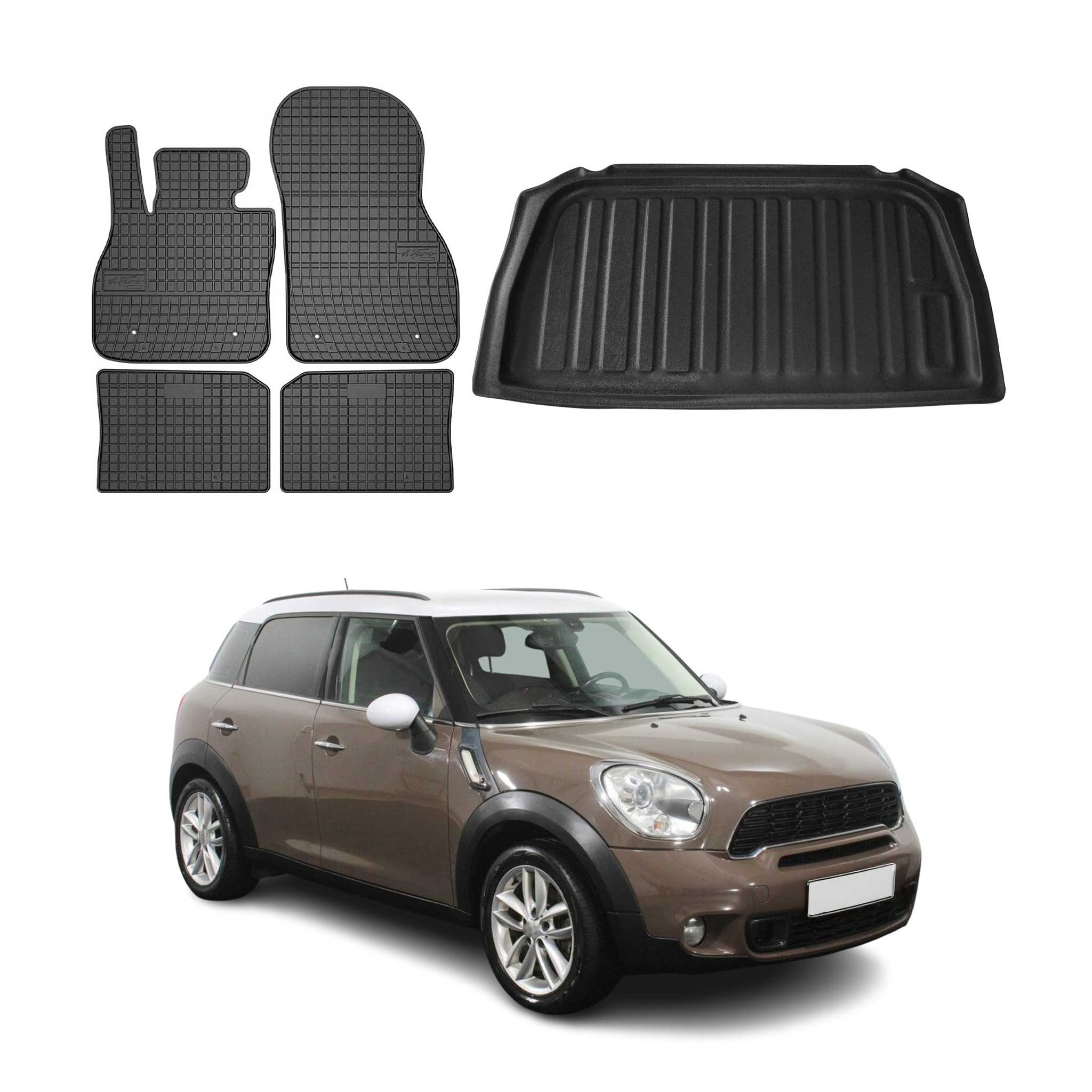 Kit Tapis de sol et coffre pour Mini Countryman 2010-2016 TPE Noir