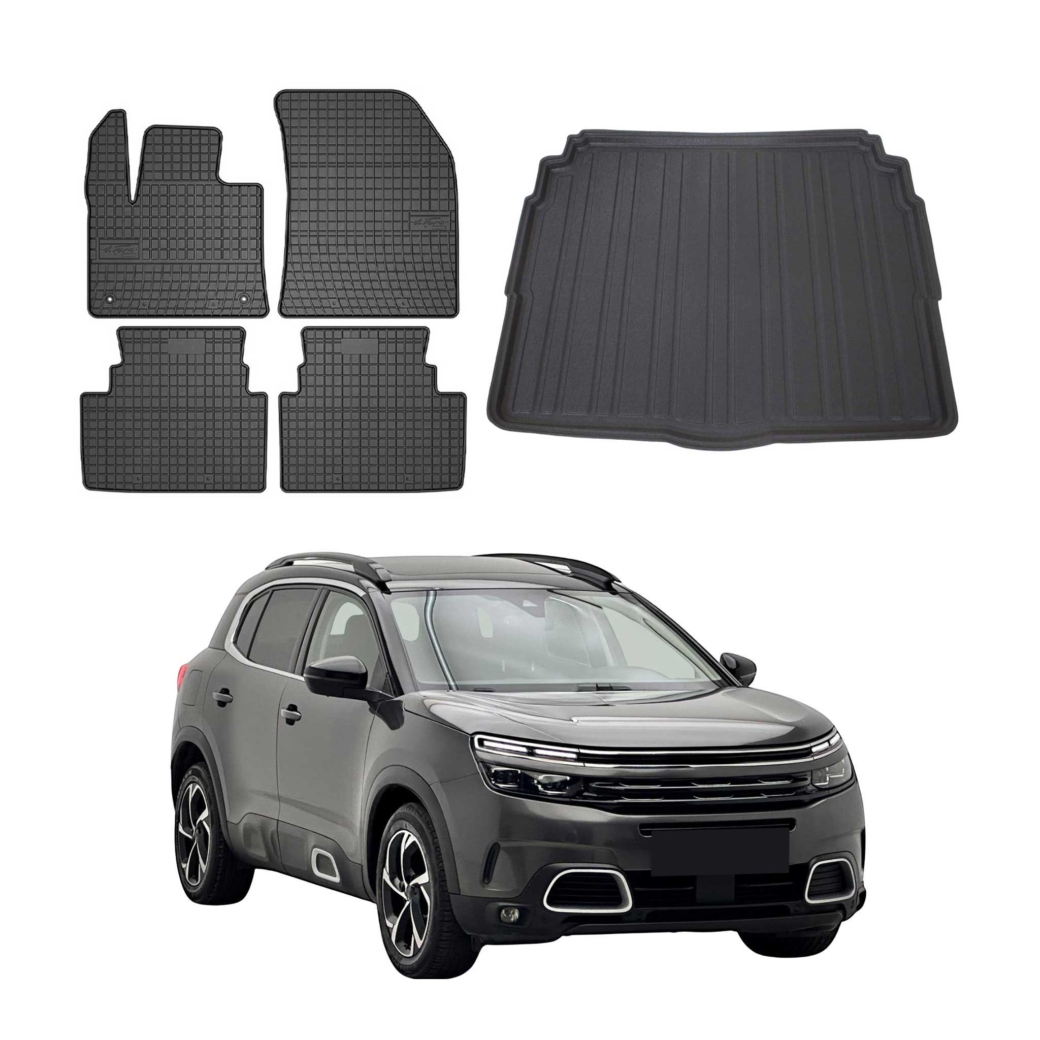 Kit Tapis de sol et coffre pour Citroen C5 Aircross 2018-2025 Noir TPE