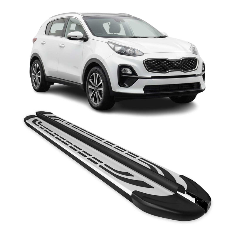 Marchepieds Latéraux pour Kia Sportage 4 2016-2021 Aluminium Gris Noir 2x