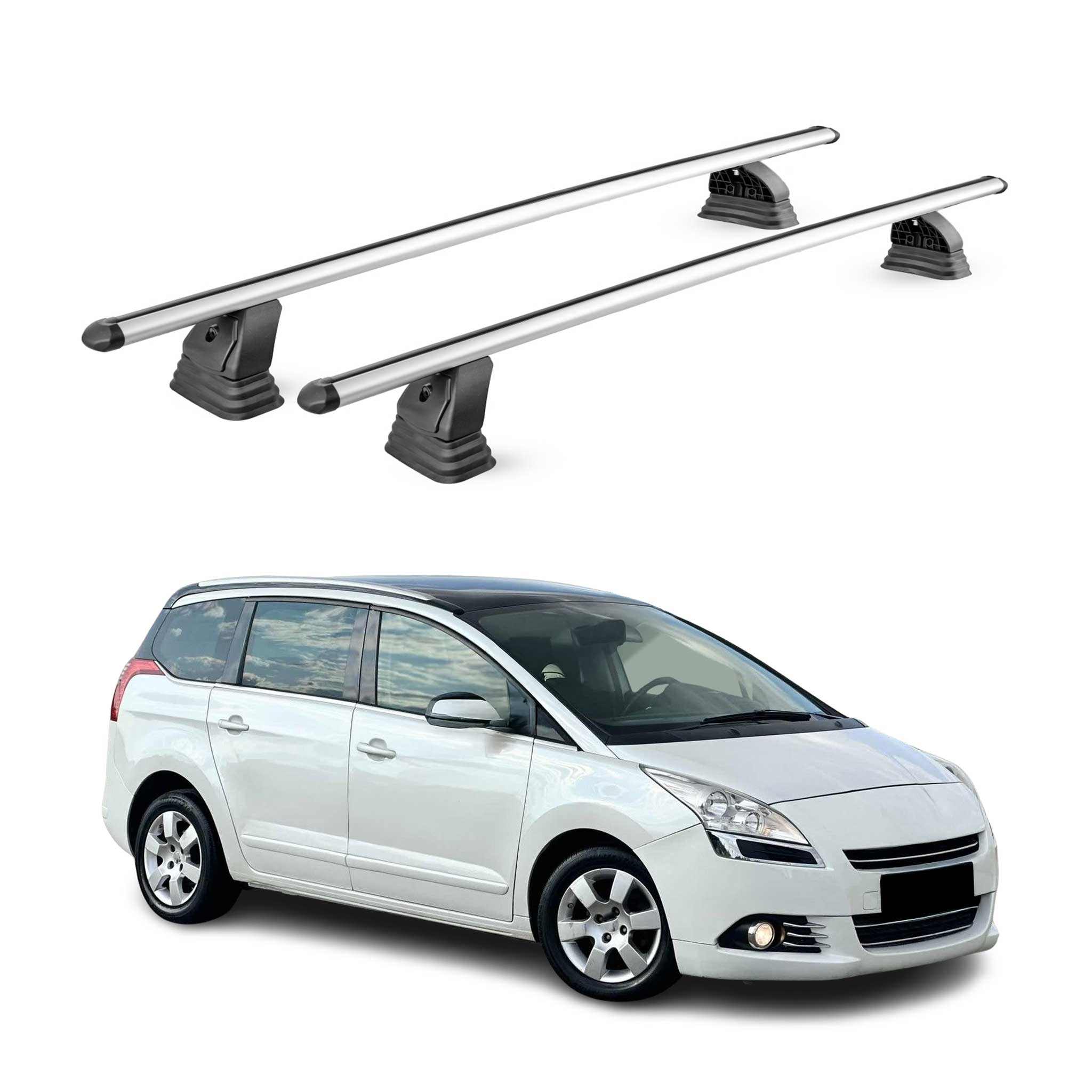 Barres de toit transversales Alu pour Peugeot 5008 I (Sans barres) 2009-2016