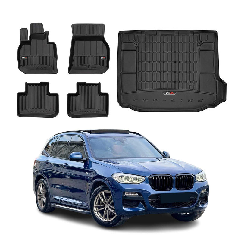 OMAC Kit Tapis de sol et coffre pour BMW X3 G01 2017-2024 Premium Noir