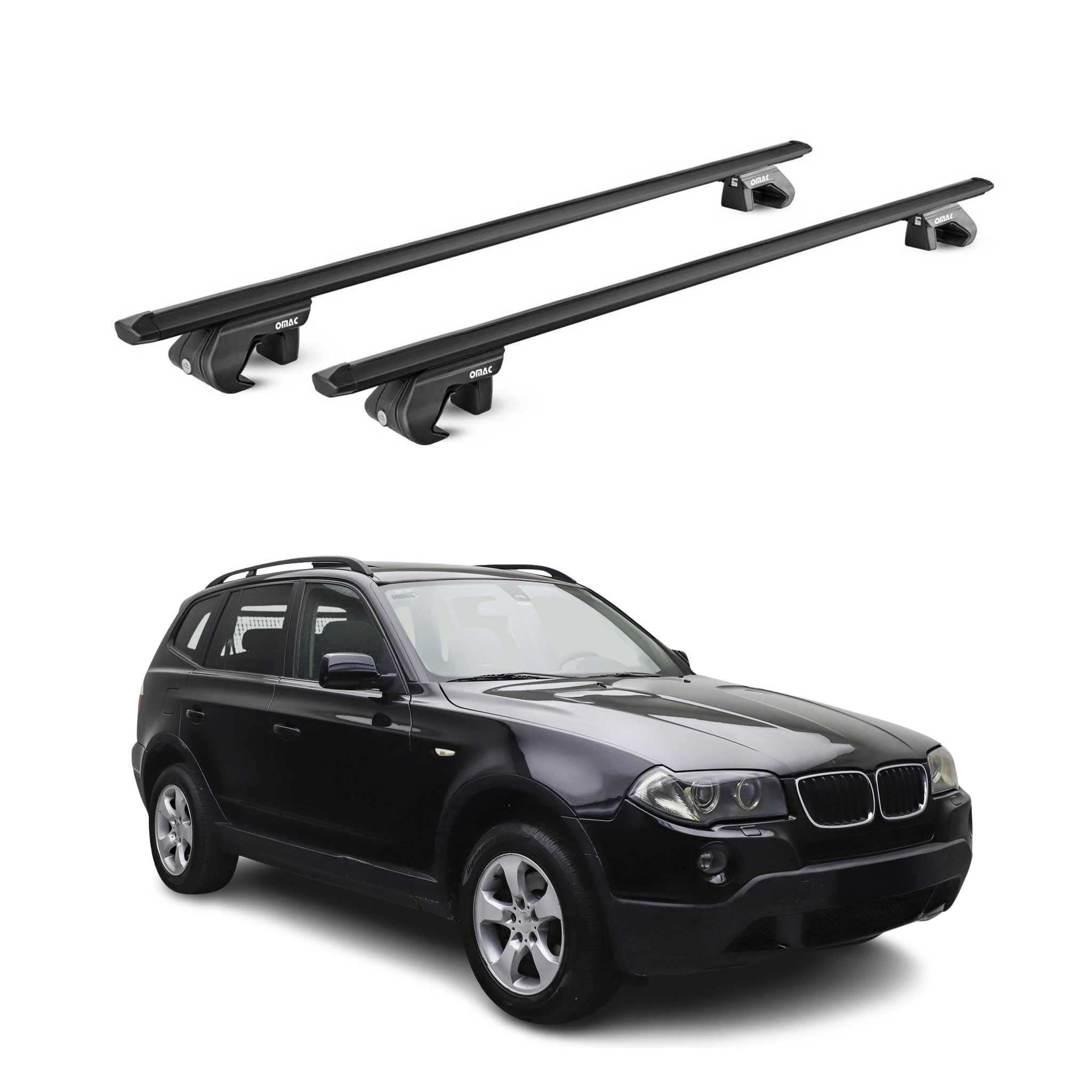 Barres de toit transversales ABE pour BMW X3 E83 2004-2010 5 P Alu Noir 2x