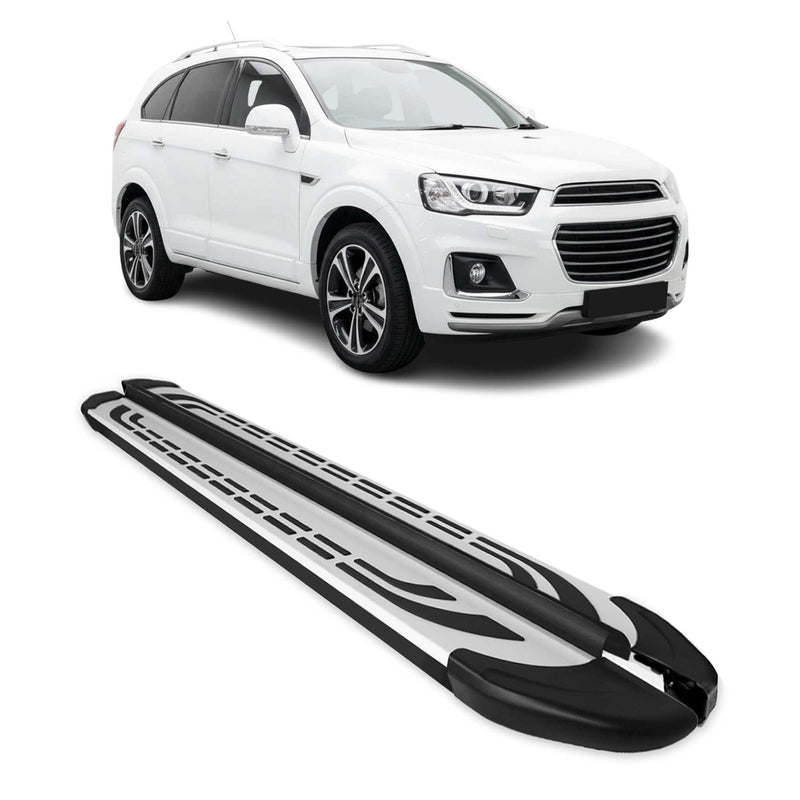 Marchepieds Latéraux pour Chevrolet Captiva 2019-2025 Aluminium Gris Noir 2Pcs