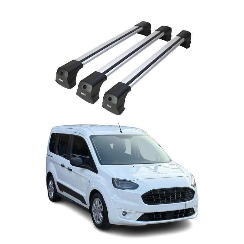 Barres de toit transversales pour Ford Tourneo Connect 2021-2025 Alu Gris 3 Pcs