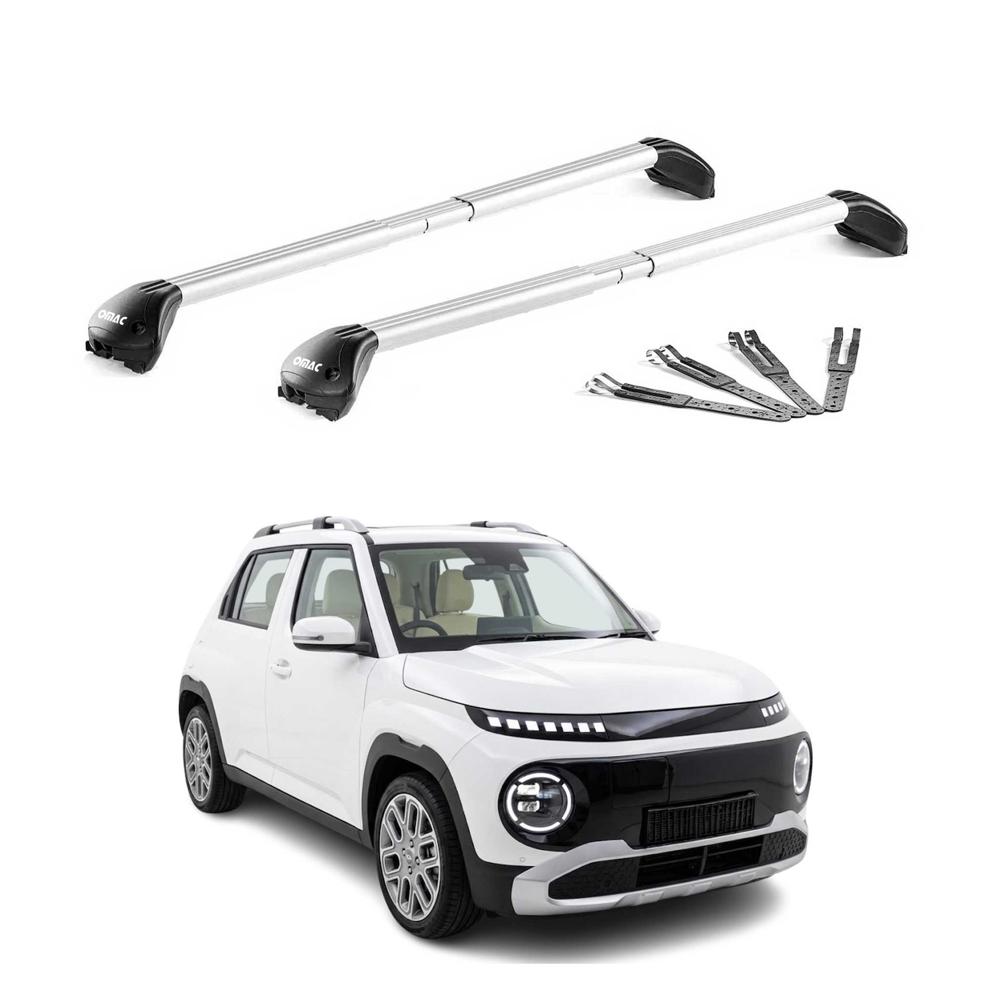 Barres de toit pour Hyundai Inster 2024-2026 Aluminium Gris Argenté 2 pièces ABE
