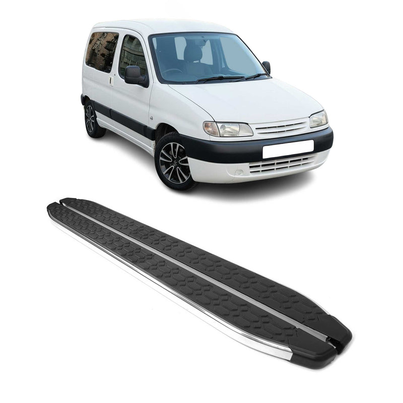 Marchepieds Latéraux pour Citroen Berlingo 1996-08 L1 inox Brillant Argent Noir