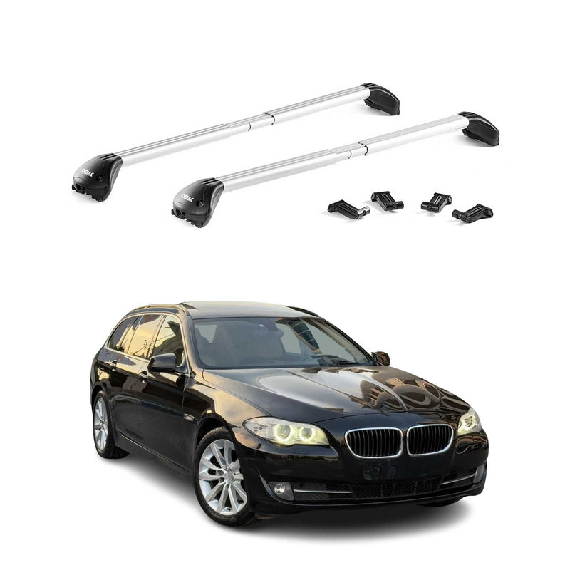 Barres de toit transversales pour BMW Serie 5 Break F11 2010-2017 Alu Gris ABE