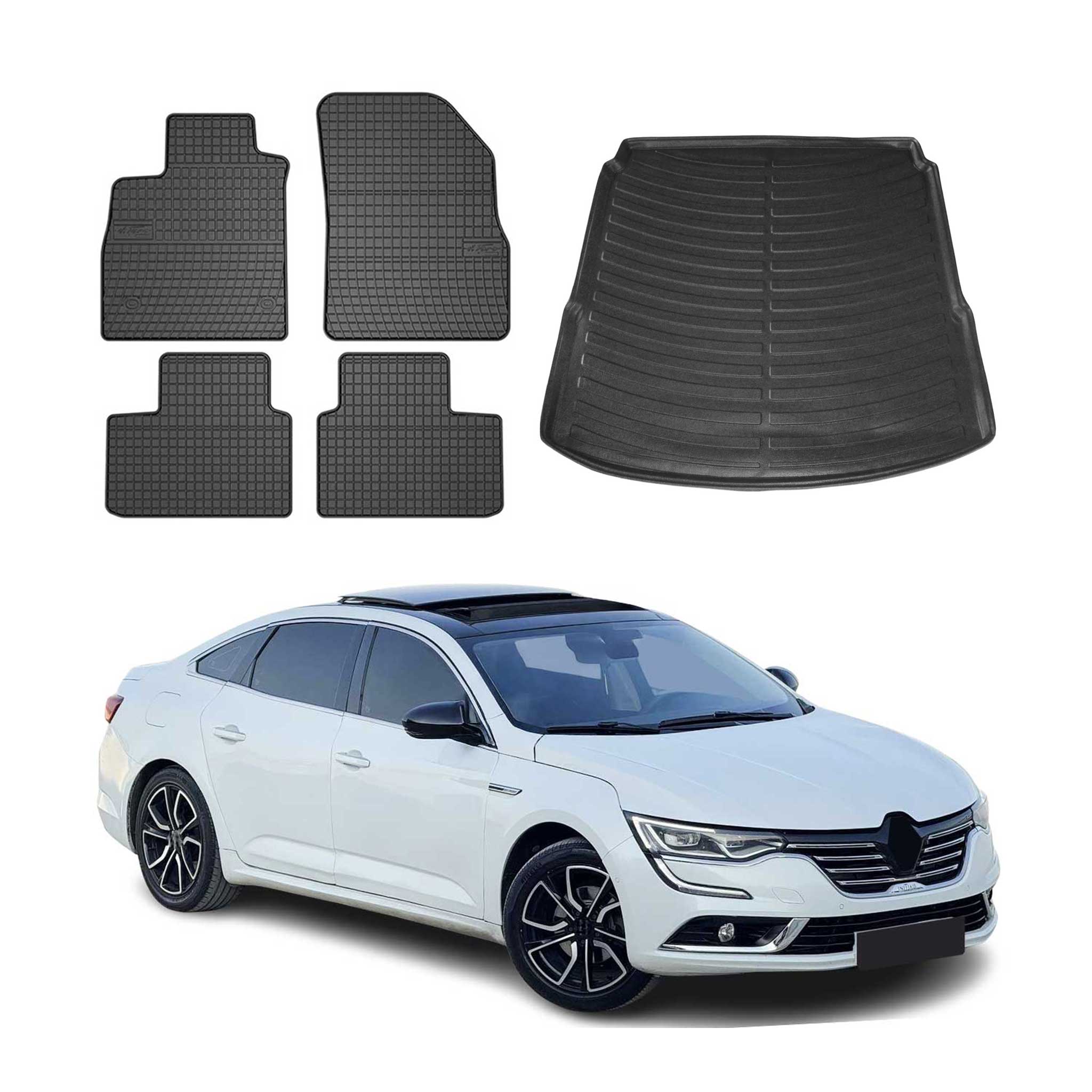 Kit Tapis de sol et coffre pour Renault Talisman 2015-2022 TPE Noir