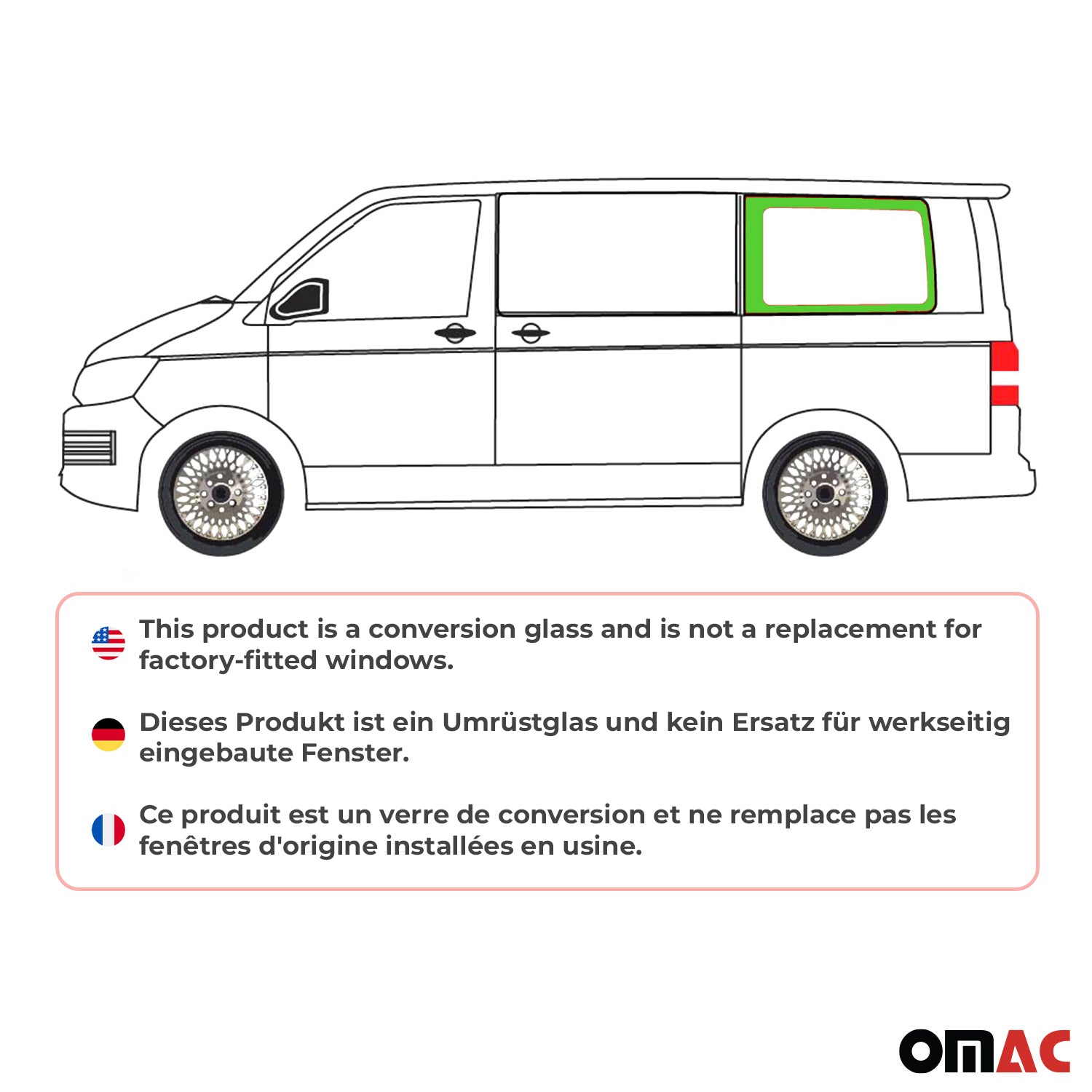 Vitre de Porte pour VW T6 T6.1 Transporter 2015-24 L1 Arrière Gauche Verre fixe