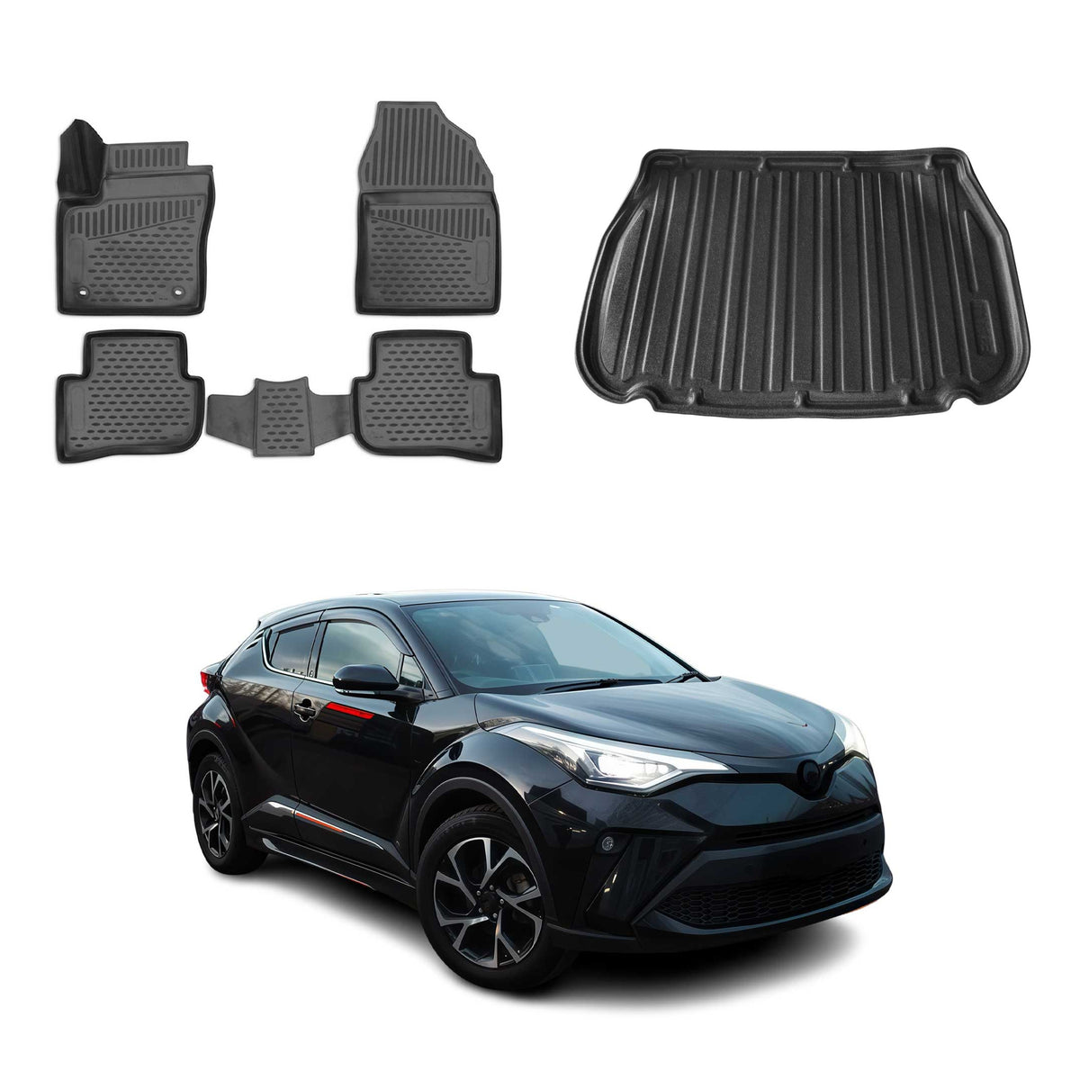 OMAC Kit Tapis de Sol et Coffre pour Toyota C-HR 2016-2023 4WD