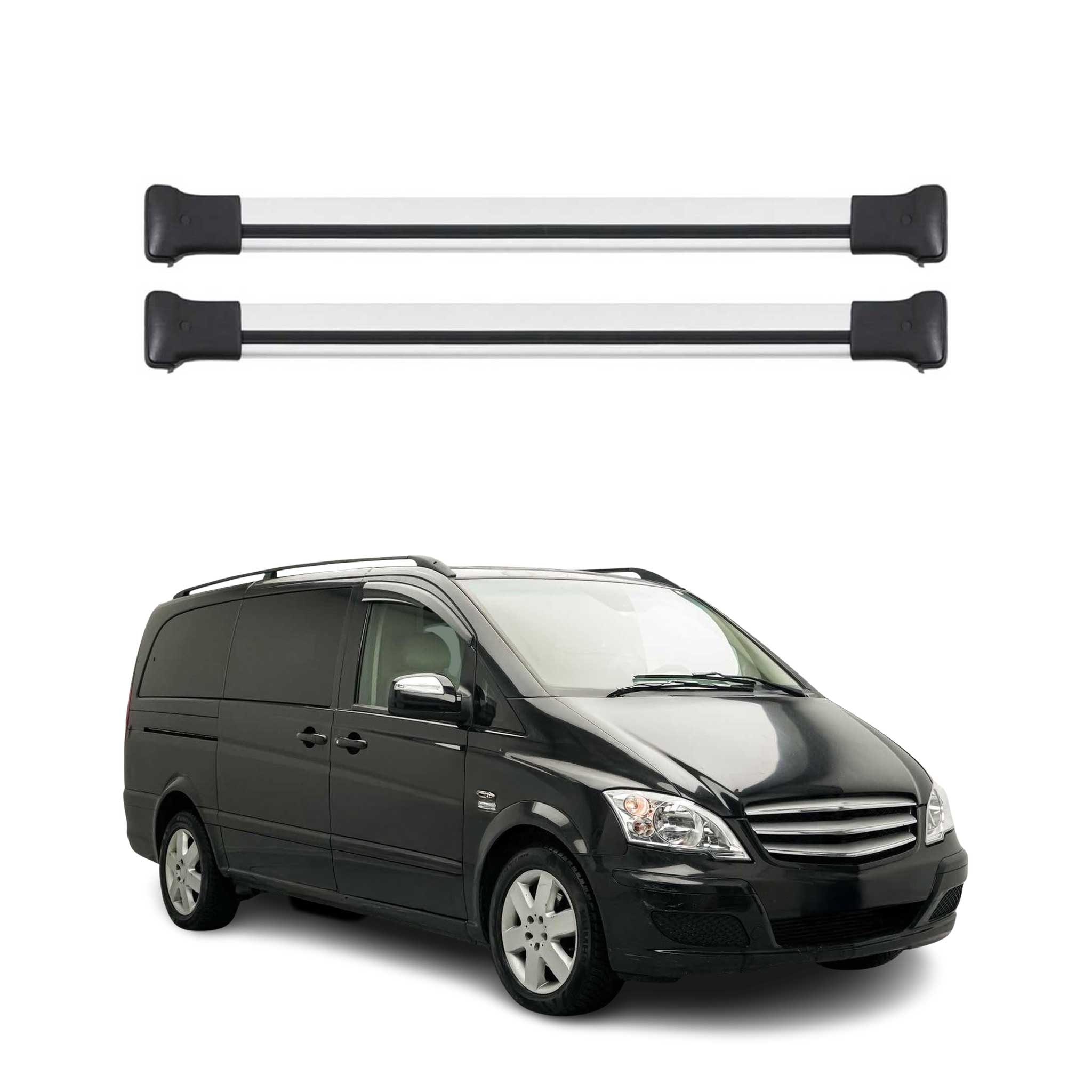 Barres de toit transversales pour Mercedes Vito Viano W639 2003-2014 Alu Gris