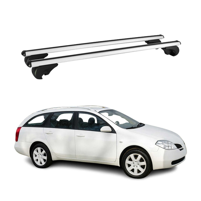 Barres de toit Transversales pour Nissan Primera WP12 2002-2008 Aluminium Argent