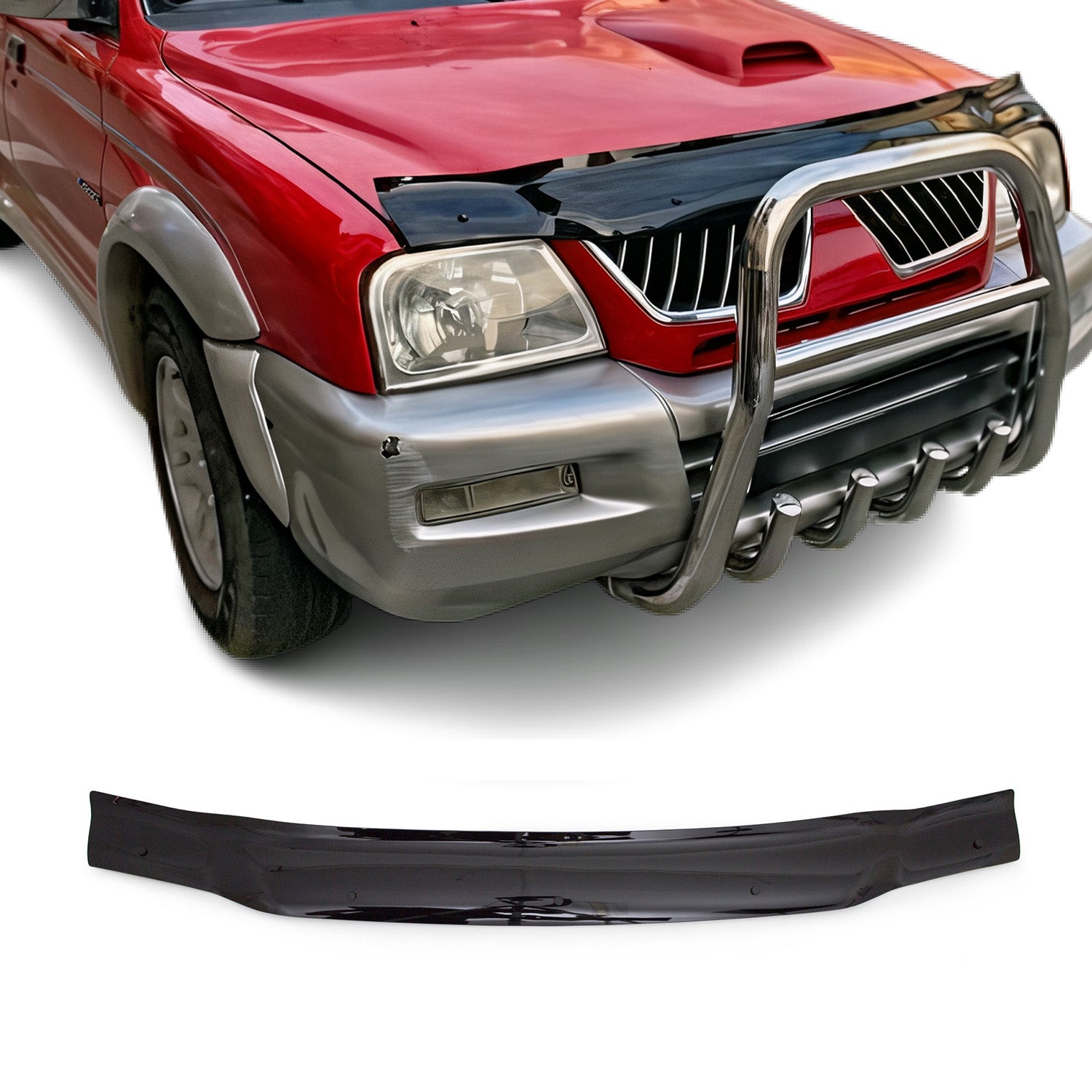 Deflecteurs d'air capot de voiture pour Mitsubishi L200 1996-2006 Acrylique Noir