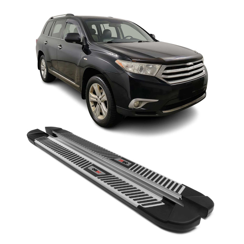 Marchepieds Latéraux pour Toyota Highlander 2007-2013 Aluminium Noir Gris 2Pcs