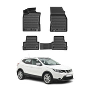 Tapis de sol pour Nissan Qashqai 2 2014-2021 Noir 3D en Caoutchouc TPE 4Pcs