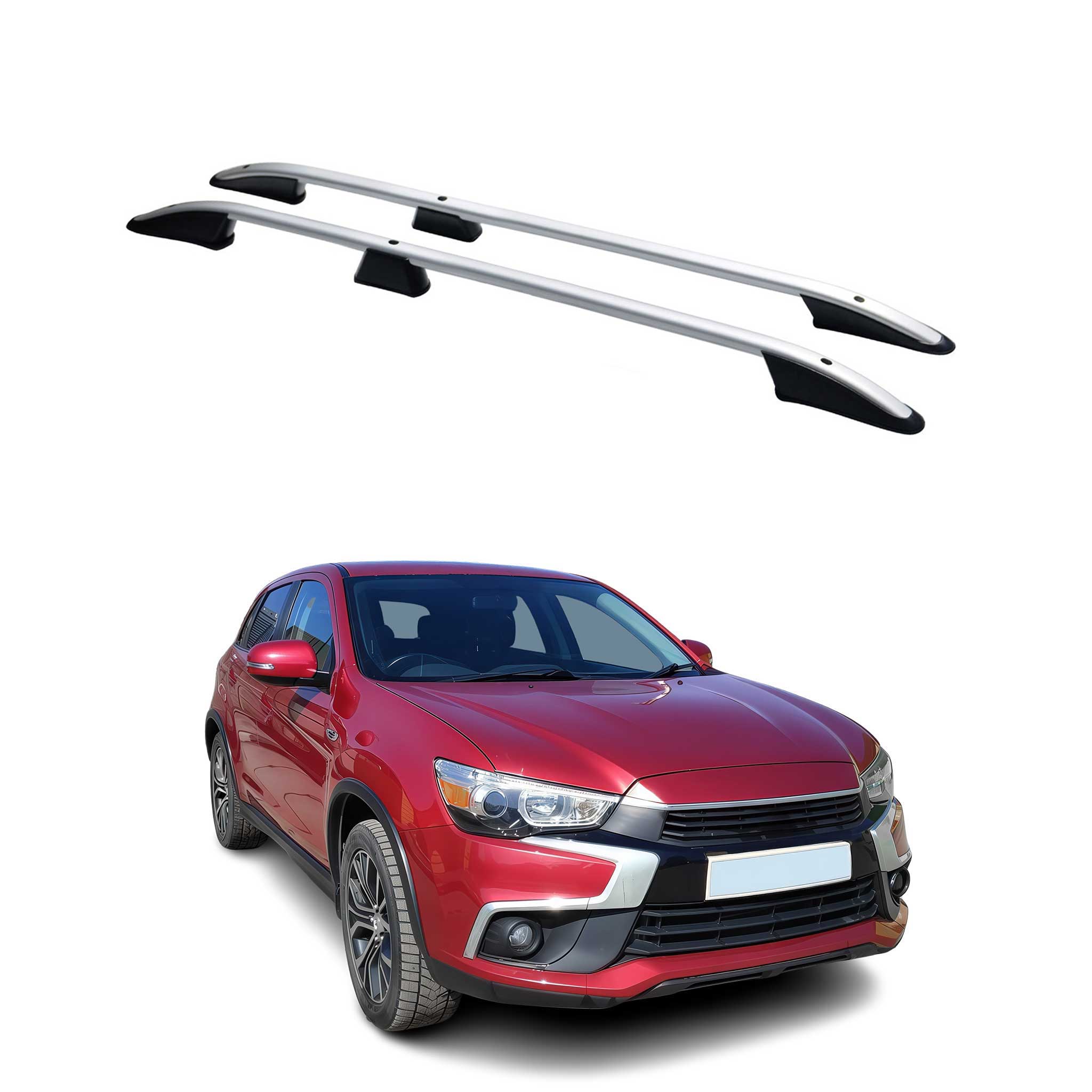 Barres de toit longitudinales pour Mitsubishi Outlander 2010-2019 Alu Gris