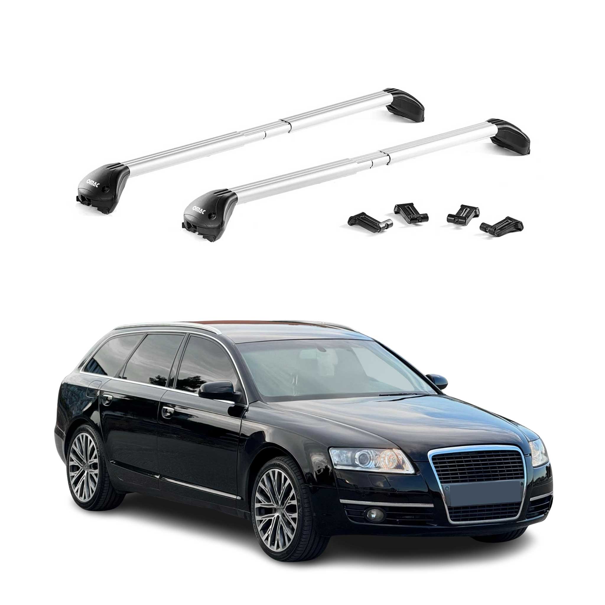 Barres de toit transversales pour Audi A6 Break 2005-2025 Alu Gris 2x ABE