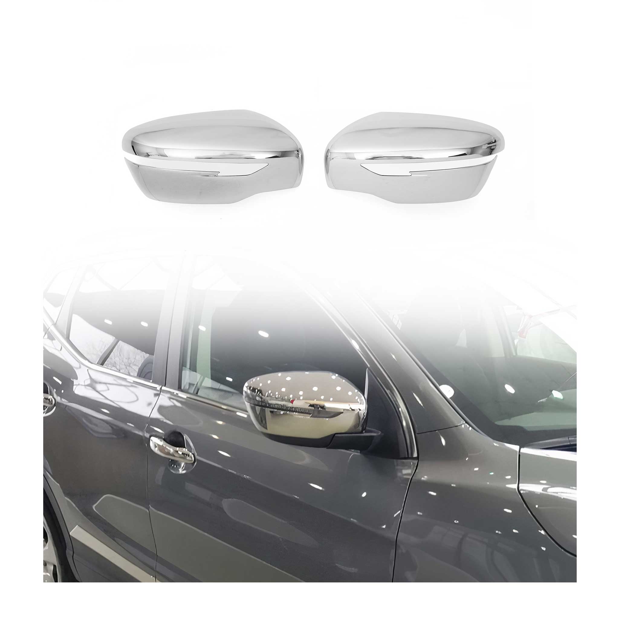 Coques de Rétroviseurs pour Nissan X-Trail T32 2014-2021 en ABS Chromé Argent