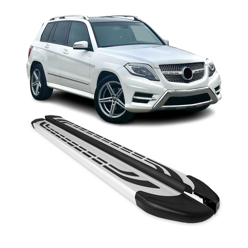 Marchepieds Latéraux pour Mercedes GLK X204 2008-2015 Aluminium Gris 2Pcs