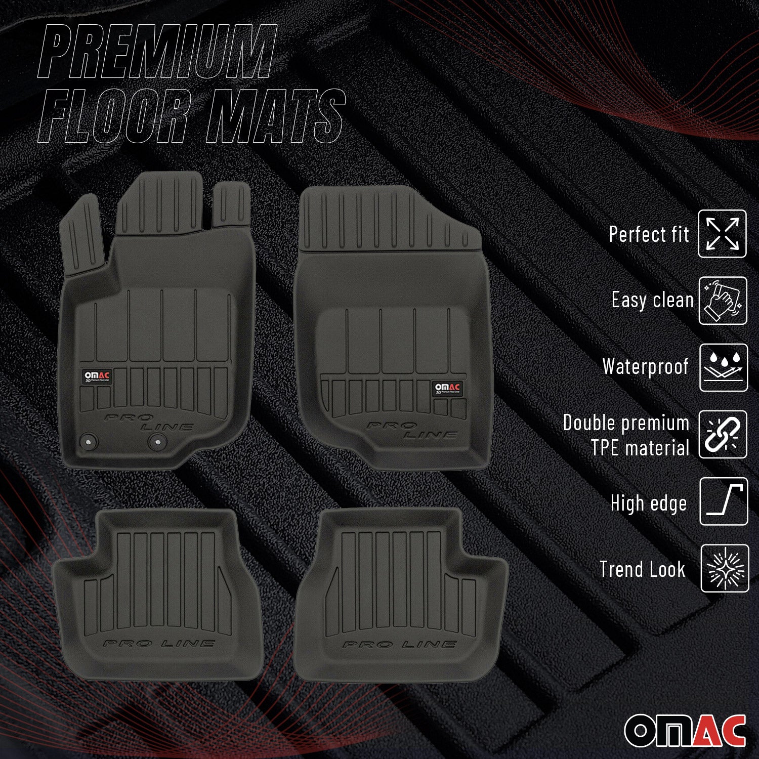 Tapis de Sol pour Peugeot 207 2006-2012 TPE Noir