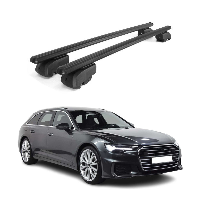 Barres de toit transversales pour Audi A6 C8 4A5 Break 2018-2025 2Pcs Alu Noir