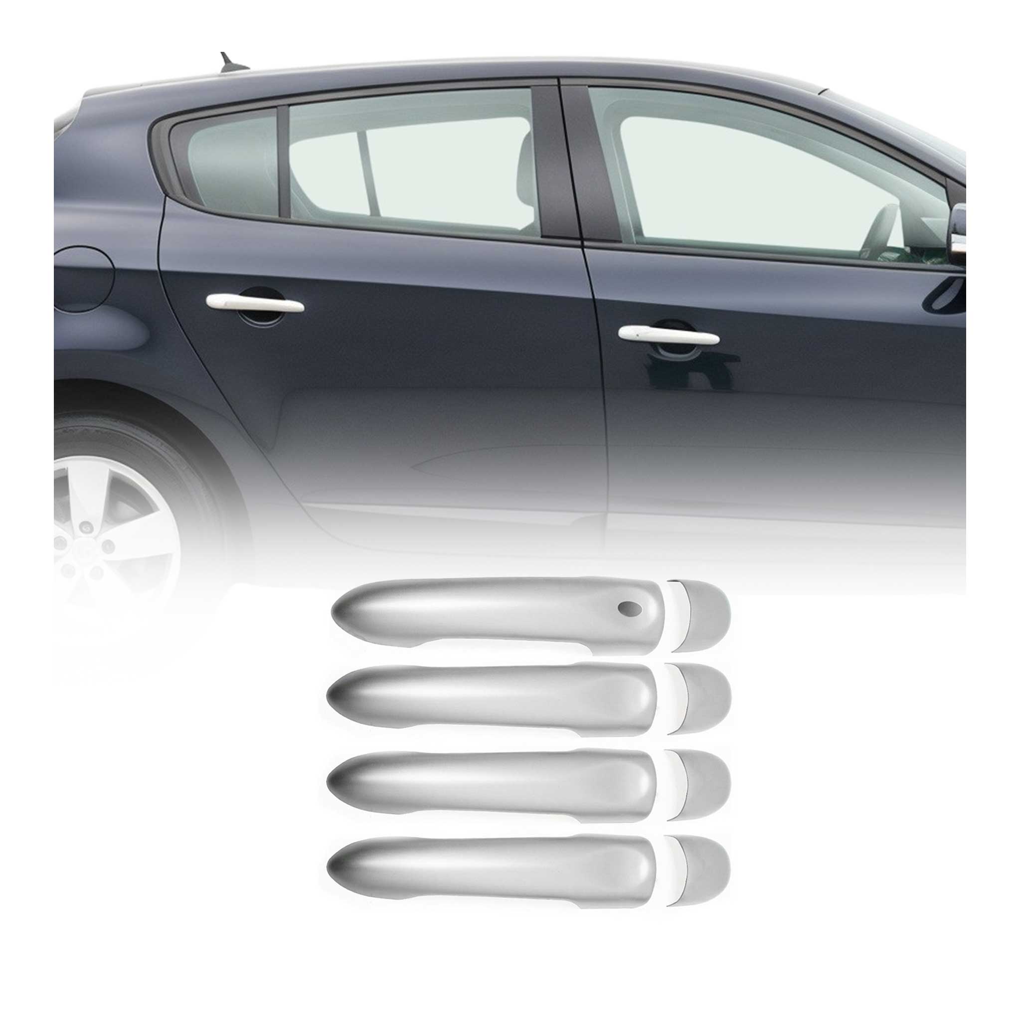 Couverture Poignée de porte pour Renault Fluence 2010-2021 Satin Chromé 4x