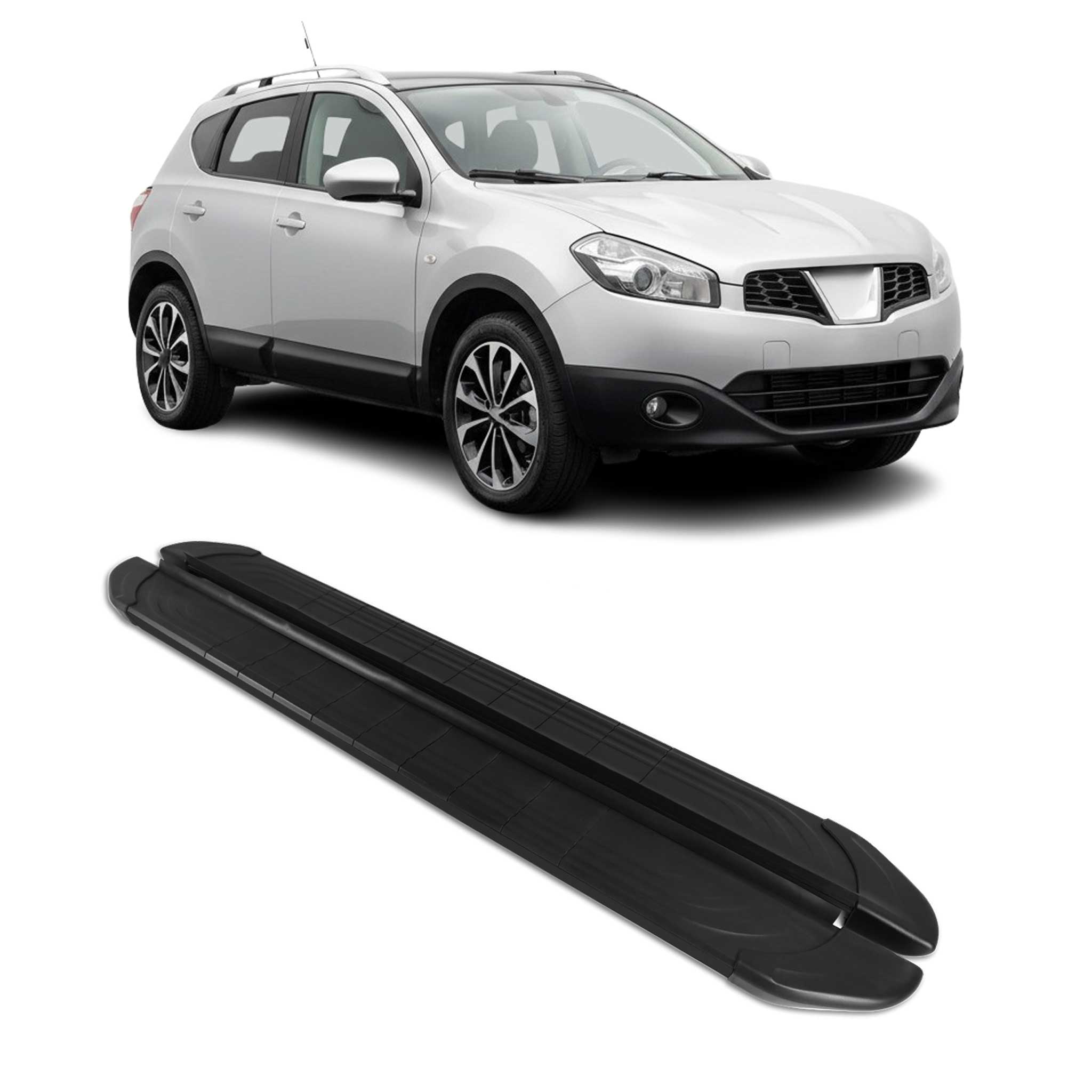 Marchepieds Latéraux pour Nissan Qashqai +2 NJ10 2008-2014 2Pcs Aluminium Noir