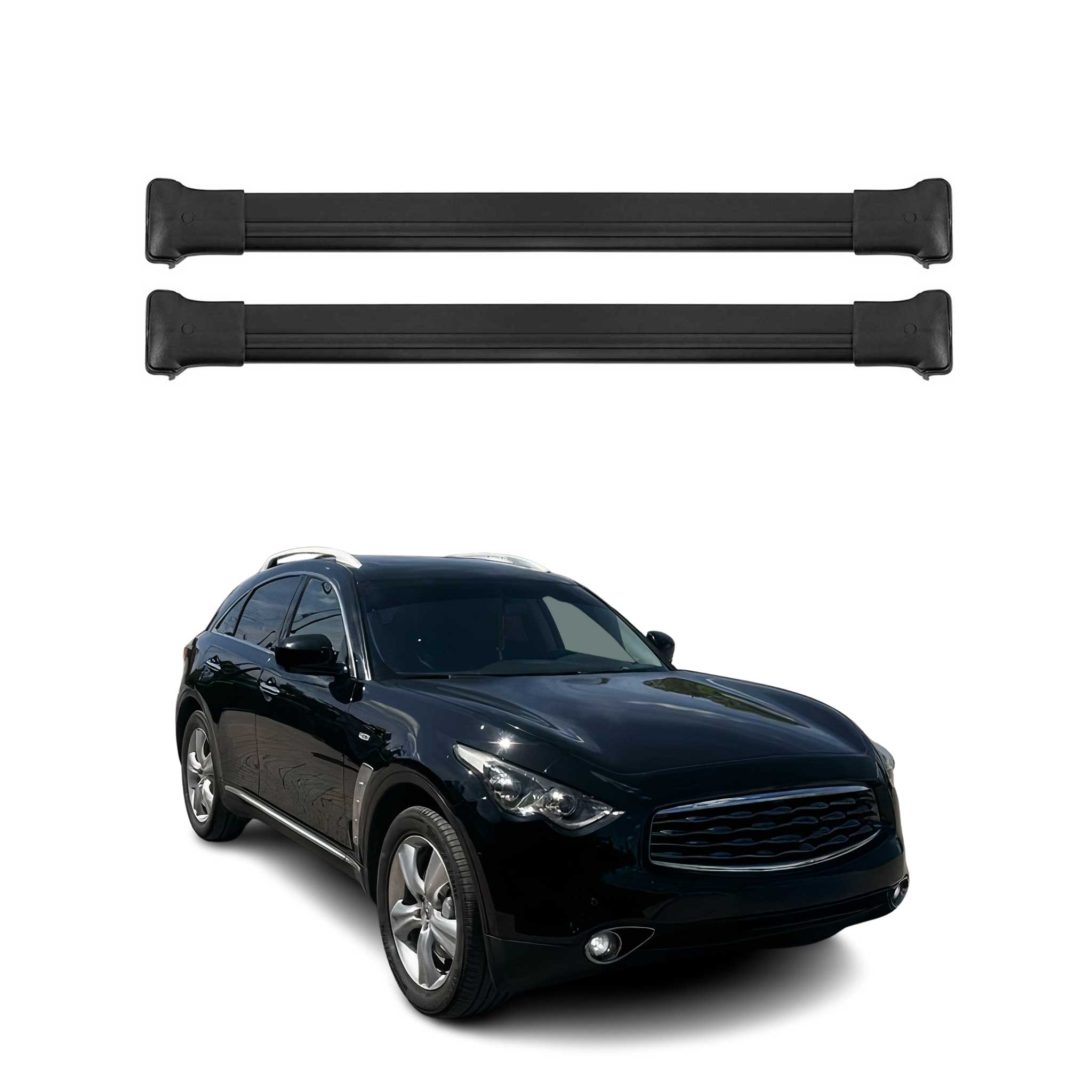 Barres de toit transversales pour Infiniti FX 2003-2008 Aluminium Noir 2x