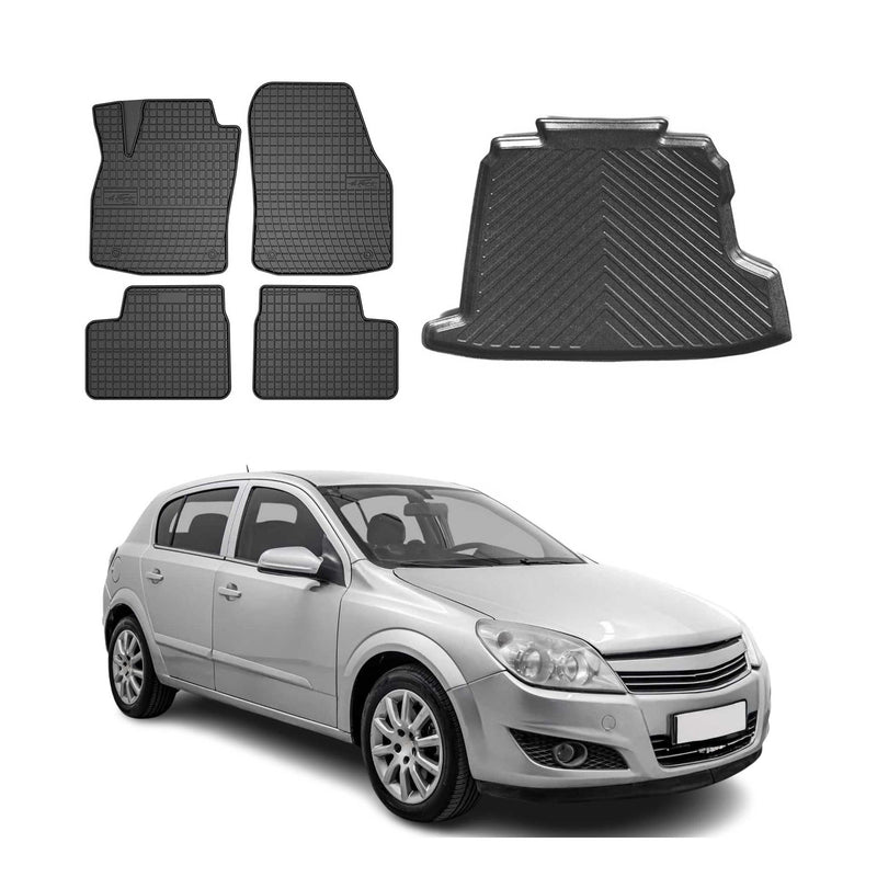 Kit Tapis de sol et coffre pour Opel Astra H 2005-2010 Berline TPE Noir
