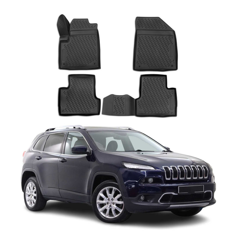 OMAC Tapis de sol pour Jeep Cherokee 2014-2024 en caoutchouc Noir