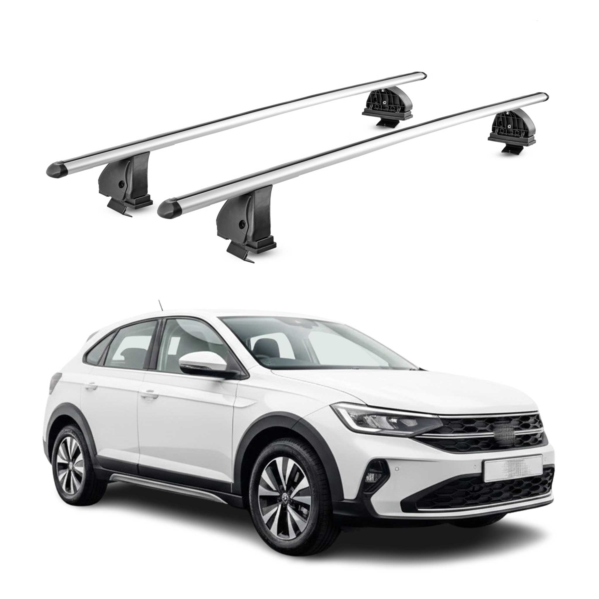 Barres de toit transversales Alu pour VW Taigo 2021-2026 TÜV 75 kg Gris 2Pcs