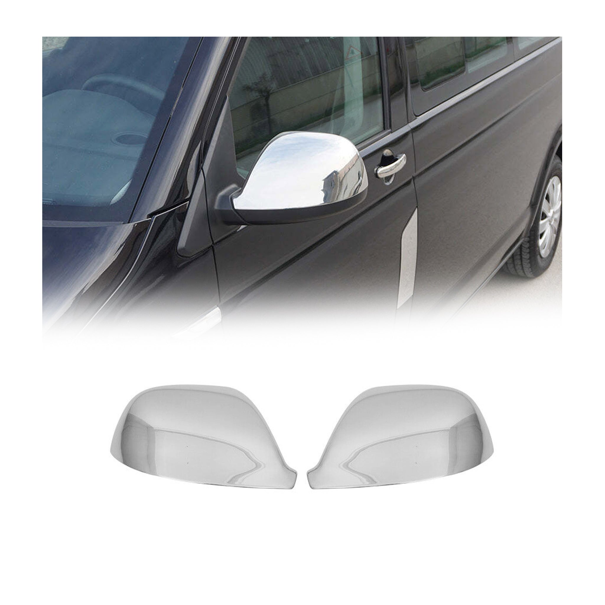 Coques de Rétroviseurs pour VW T5 Multivan 2009-2015 Plastique Chromé Argent