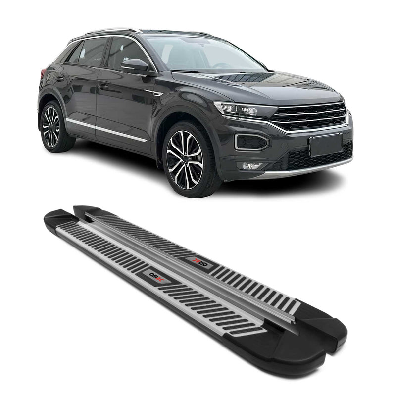 Marchepieds Latéraux Pédale pour Volkswagen T-Roc 2017-2025 Alu Noir Argenté 2x