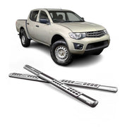 Marchepieds Latéraux pour Mitsubishi L200 Double Cab 2006-2009 Acier Inox Argent