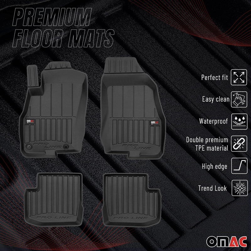 OMAC Tapis de sol sur mesure noir pour Fiat Grande Punto 2005-2009 4 pcs enTPE