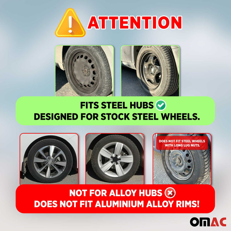 Jeu Enjoliveurs de Roue pour Fiat 500 16 Pouces 4 Piéces Gris